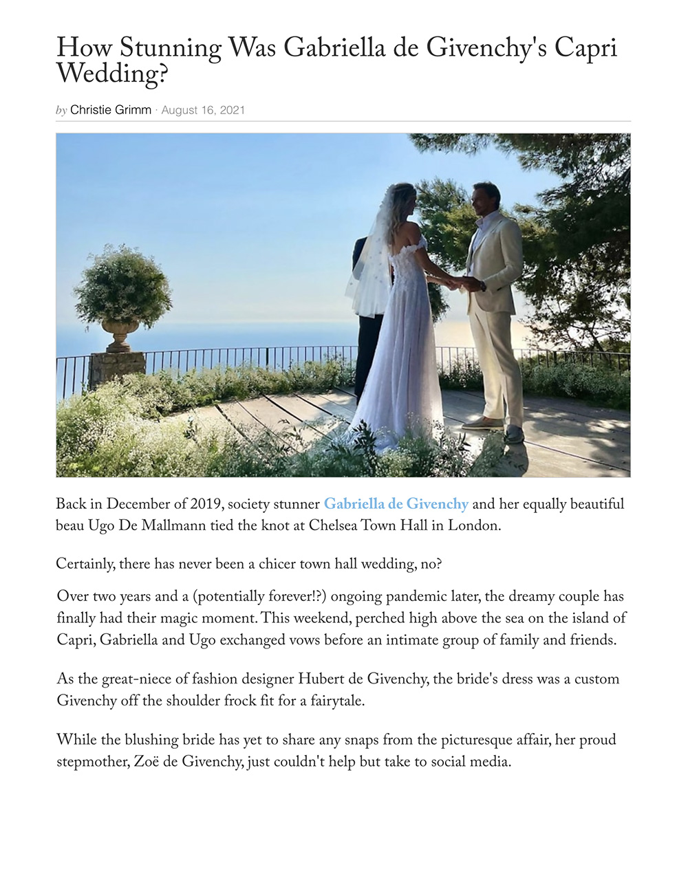 How Stunning Was Gabriella De Givenchy's Wedding? — Guest of a Guest, Sugokuii Events